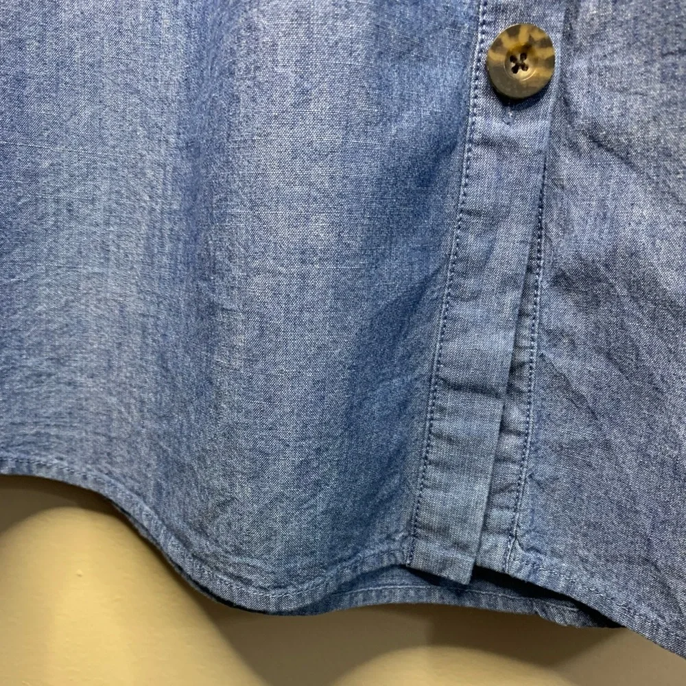 J.Crew Re-Imagined denim dress raglan long sleeves front button closure size LT - Picture 7 of 11